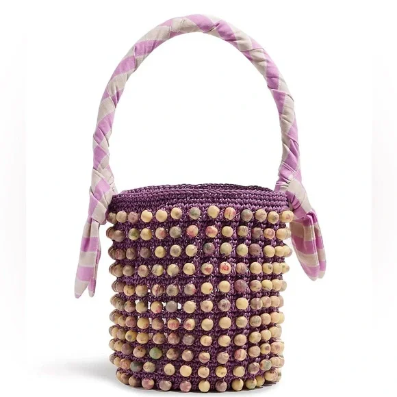 Lele Sadoughi purple crochet beaded bag - Picture 2 of 4